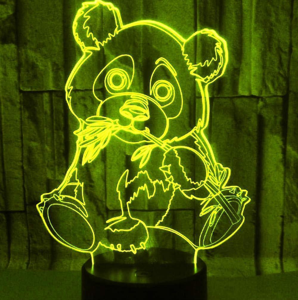 3D Panda Night Light Lamp Optical Illusion Animal Night Light 7 Color Changing Touch Switch Lamps Gift with V1263-JX-2005