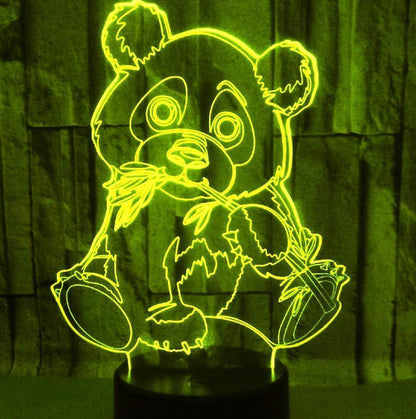 3D Panda Night Light Lamp Optical Illusion Animal Night Light 7 Color Changing Touch Switch Lamps Gift with V1263-JX-2005