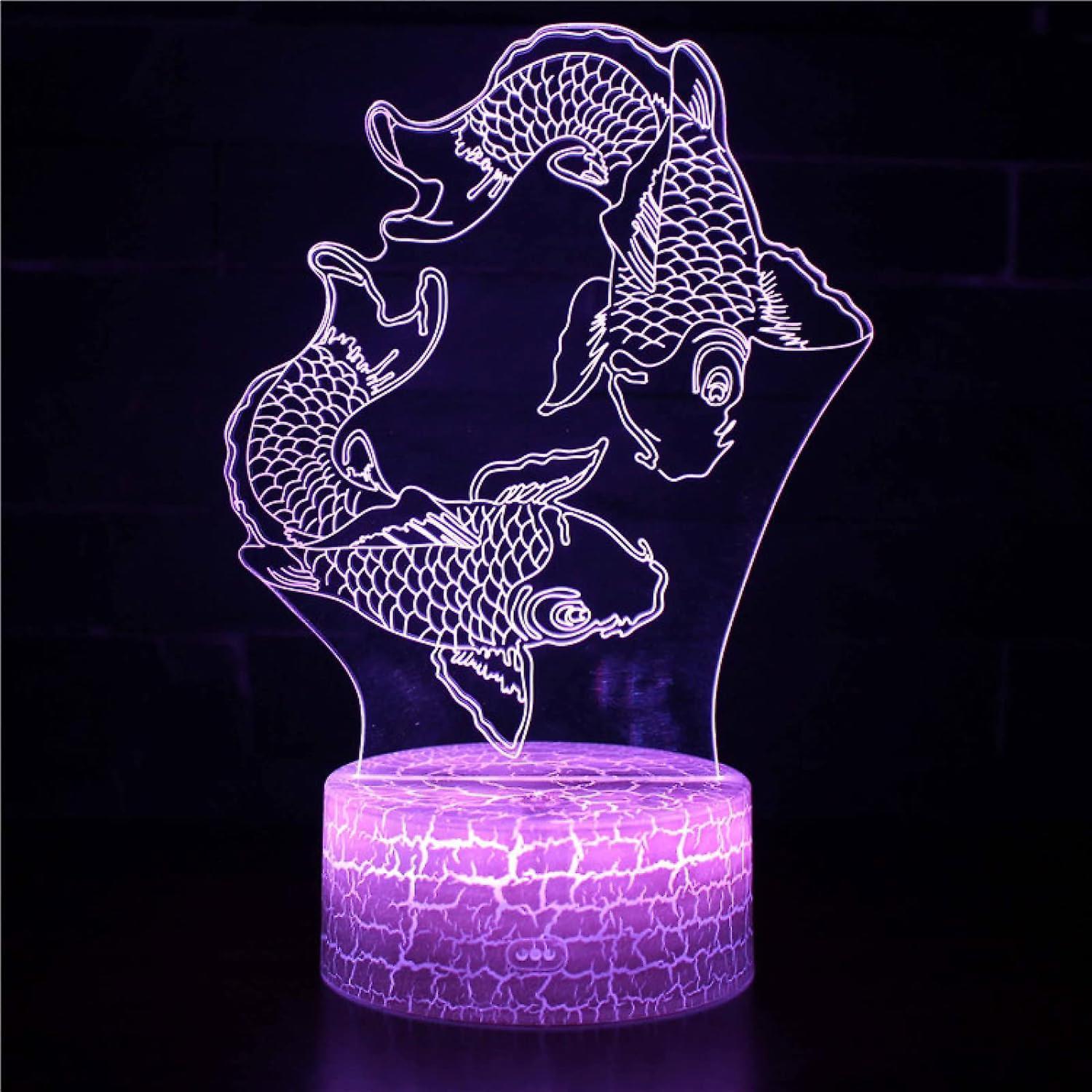3D Optical Lamp Illusion Night Light Fat Fish 3D Table Lamp babies babies Birthday Gift Creative Light Gift V1263-JX-2006