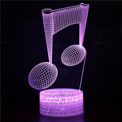 3D Optical Lamp Illusion Night Light Polyphonic Notes 3D Table Lamp babies babies Birthday Gift Creative V1263-JX-2007