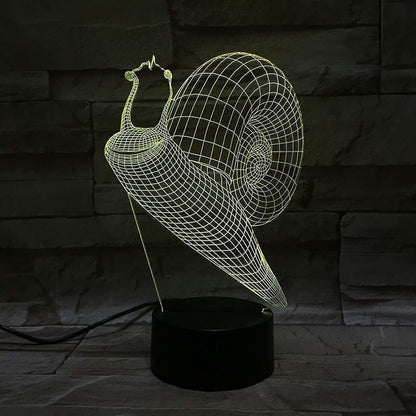 Night Light 3D Snail Night Light Led Touch Switch Decor Table Desk Optical Illusion Lamps 7 Color Changing V1263-JX-2008