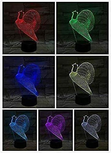 Night Light 3D Snail Night Light Led Touch Switch Decor Table Desk Optical Illusion Lamps 7 Color Changing V1263-JX-2008