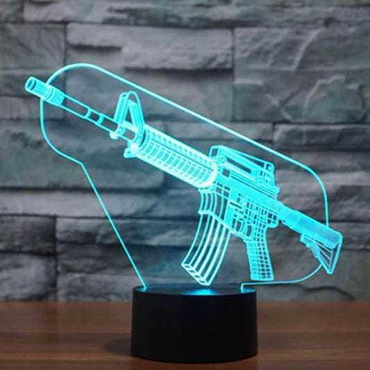 3D Gun Optical Illusion Night Light, LED Table Desk Lamps,7 Colors Change with Touch Control USB Charge for V1263-JX-2010