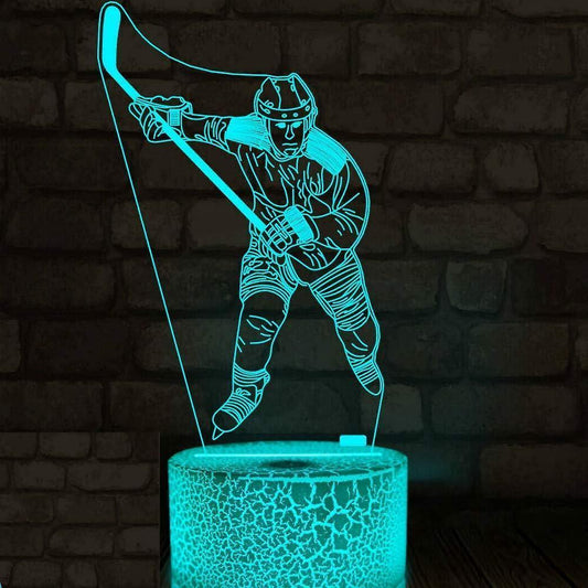 3D Ice Hockey Player Night Light Led Touch Switch Decor Table Desk Optical Illusion Lamps 7 Color Changing V1263-JX-2012