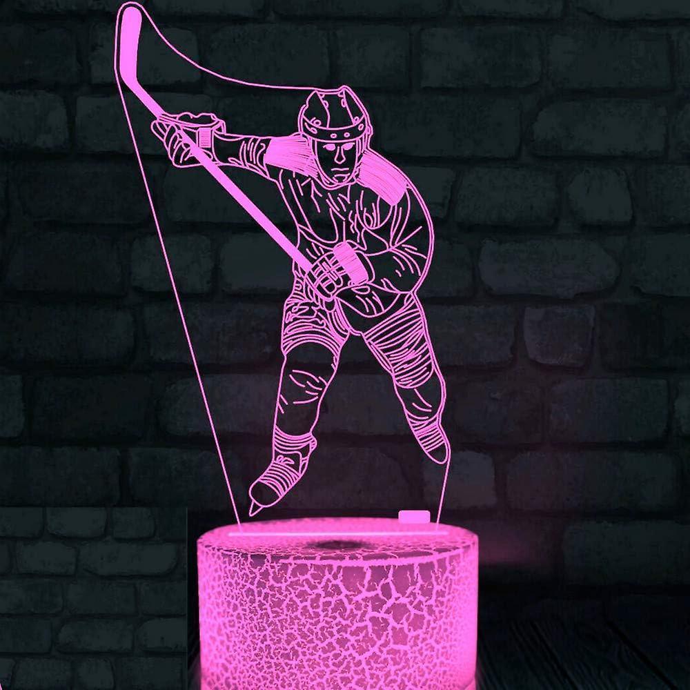 3D Ice Hockey Player Night Light Led Touch Switch Decor Table Desk Optical Illusion Lamps 7 Color Changing V1263-JX-2012