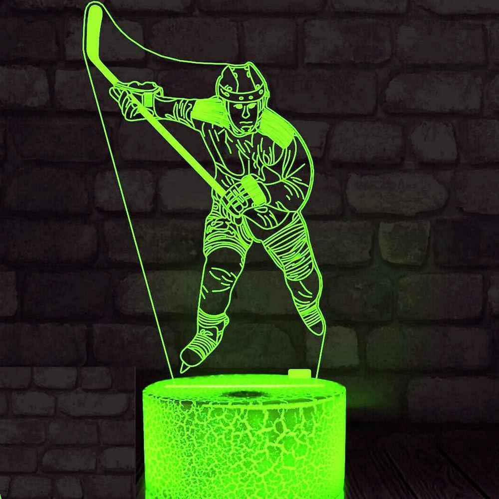 3D Ice Hockey Player Night Light Led Touch Switch Decor Table Desk Optical Illusion Lamps 7 Color Changing V1263-JX-2012