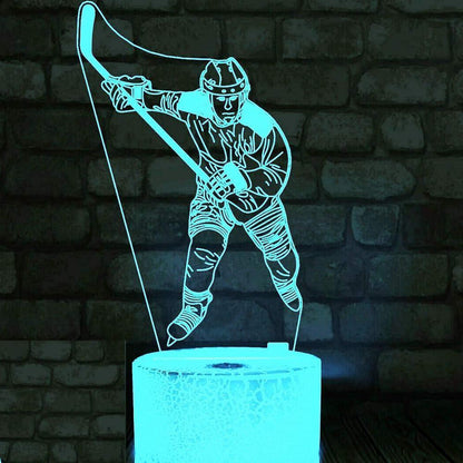 3D Ice Hockey Player Night Light Led Touch Switch Decor Table Desk Optical Illusion Lamps 7 Color Changing V1263-JX-2012