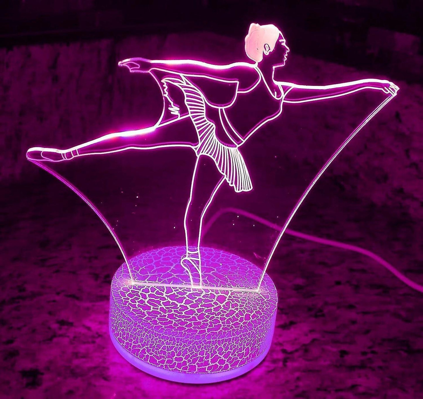 3D Ballet Night Light Led Touch Switch Decor Table Desk Optical Illusion Lamps 7 Color Changing Lights LED V1263-JX-2013