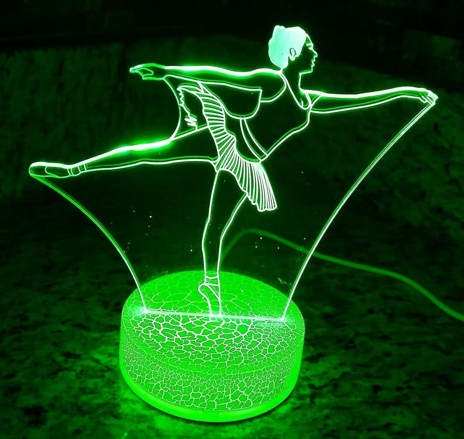3D Ballet Night Light Led Touch Switch Decor Table Desk Optical Illusion Lamps 7 Color Changing Lights LED V1263-JX-2013