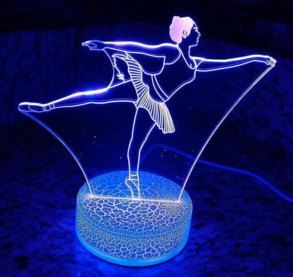 3D Ballet Night Light Led Touch Switch Decor Table Desk Optical Illusion Lamps 7 Color Changing Lights LED V1263-JX-2013