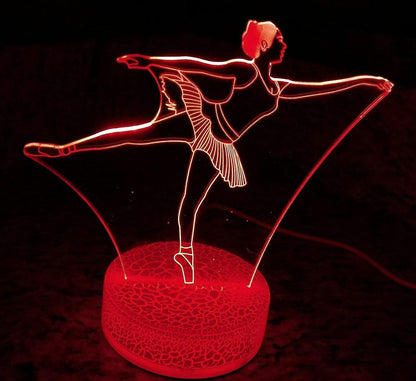 3D Ballet Night Light Led Touch Switch Decor Table Desk Optical Illusion Lamps 7 Color Changing Lights LED V1263-JX-2013