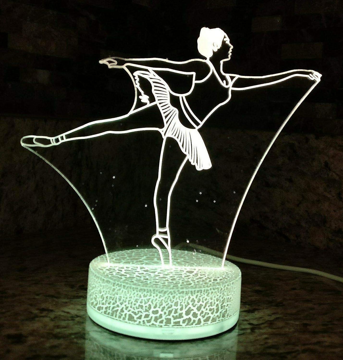 3D Ballet Night Light Led Touch Switch Decor Table Desk Optical Illusion Lamps 7 Color Changing Lights LED V1263-JX-2013