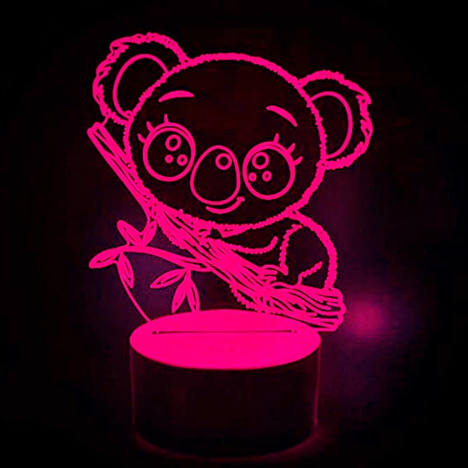 3D Koala Bear Night Light Table Desk Optical Illusion leld Lamps 7 Color Changing Lights LED Table Lamp Xmas V1263-JX-2015