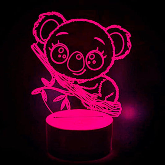 3D Koala Bear Night Light Table Desk Optical Illusion leld Lamps 7 Color Changing Lights LED Table Lamp Xmas V1263-JX-2015