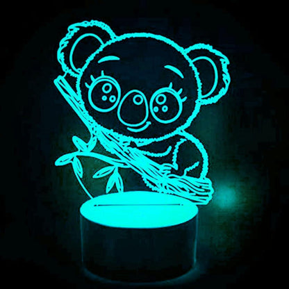 3D Koala Bear Night Light Table Desk Optical Illusion leld Lamps 7 Color Changing Lights LED Table Lamp Xmas V1263-JX-2015