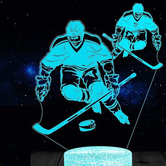 3D Ice Hockey Player Night Light Table Desk Optical Illusion Lamps 7 Color Changing Lights LED Table Lamp V1263-JX-2018