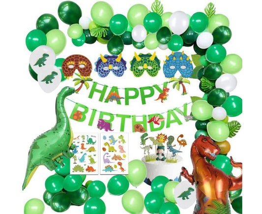 Dinosaur birthday Decoration set, happy birthday garland and large dinosaur foil balloons with cake topper V1263-JX-202
