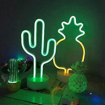 Cactus Neon Sign Night Light Lamp With Holder Base Decorative Marquee Signs Light Battery Operated Wall V1263-JX-2028
