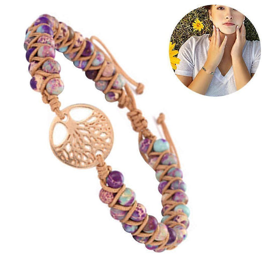 Healing Crystal Bracelets for Women Natural Gemstone Yoga Reiki Chakras Beads Anxiety Tree of Life Lucky V1263-JX-2035