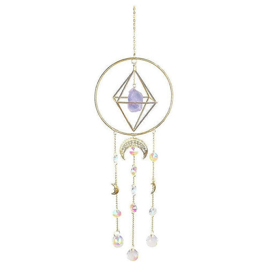 Crystal Prism - Handmade Gold Plated Suncatcher Chandelier Hanging Crystal Tracery V1263-JX-2038