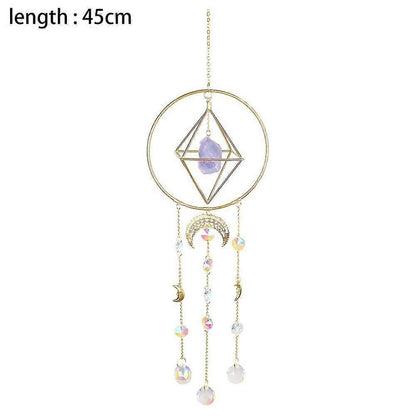 Crystal Prism - Handmade Gold Plated Suncatcher Chandelier Hanging Crystal Tracery V1263-JX-2038