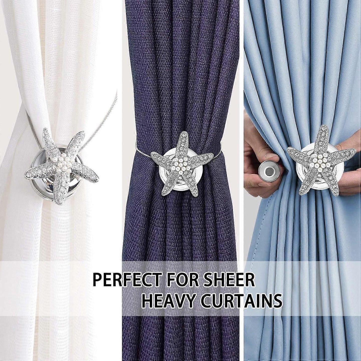 Set of 2 crystal hangers with silver padlocks for curtain buckles V1263-JX-2043