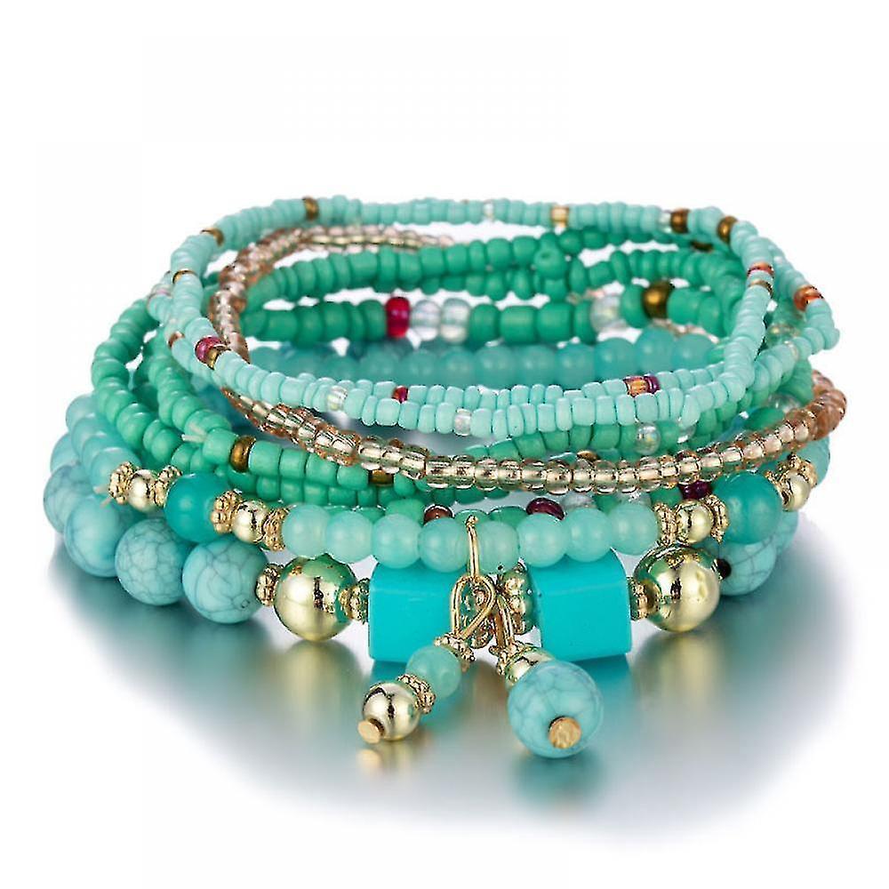 1 Pcs Bohemian Stackable Bead Bracelets, Women's Stretch Multilayer Crystal Beaded Lucky Protection Evil Eye V1263-JX-2048