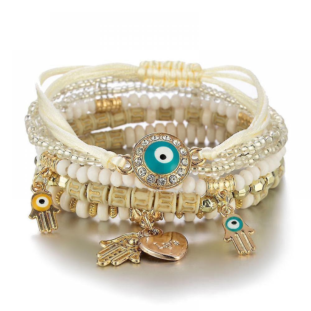1 Pcs Hand Bracelet Boho Charms Stretch Stackable Bracelet Handmade Multicolor Crystal Beaded Lucky V1263-JX-2050