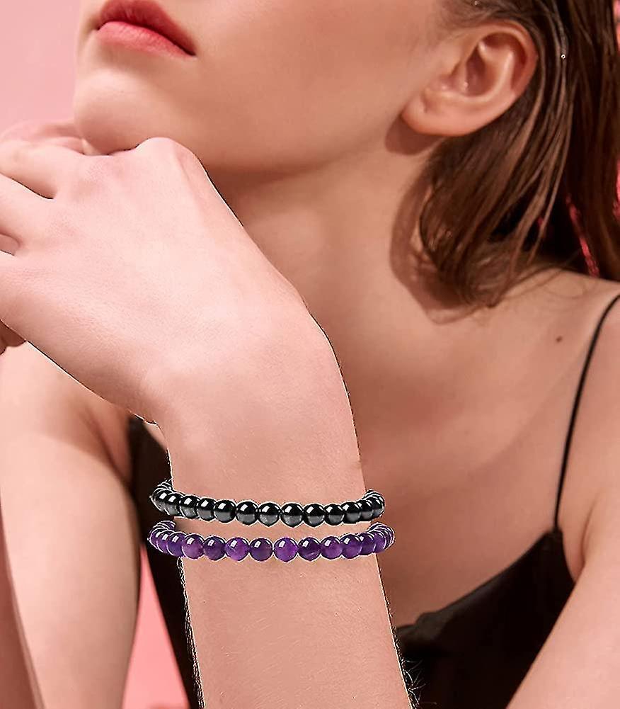 12pcs 6mm Gemstone Beaded Bracelets For Women Tiny Crushed Stone Crystal Bracelet Beaded V1263-JX-2053