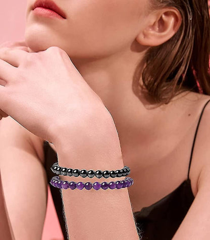 12pcs 6mm Gemstone Beaded Bracelets For Women Tiny Crushed Stone Crystal Bracelet Beaded V1263-JX-2053