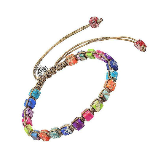 1pc Seven Chakras Energy Stone Healing Bracelet Crystal Bracelet (colorful) V1263-JX-2054