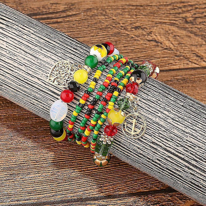 1pcs Bohemian Beaded Multilayer Bracelet - Stackable Beaded Strand Stretch Bangles Sparkly Crystal Mix, V1263-JX-2058