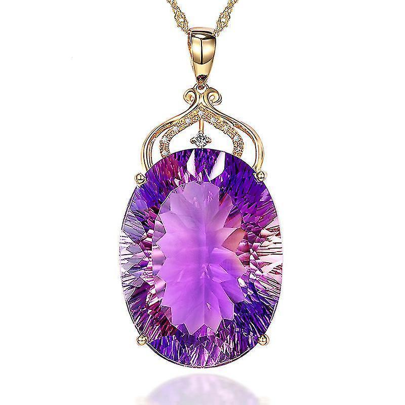 Amethyst Pendant European And American Creative Shape Amethyst Pendant Micro-set 14k Gold Crystal Necklace V1263-JX-2071