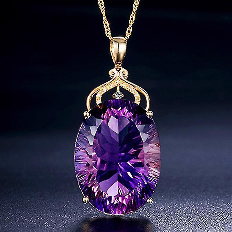 Amethyst Pendant European And American Creative Shape Amethyst Pendant Micro-set 14k Gold Crystal Necklace V1263-JX-2071
