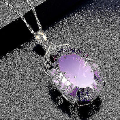 Amethyst Pendant European And American Creative Shape Amethyst Pendant Micro-set 14k Gold Crystal Necklace V1263-JX-2071