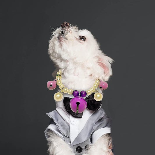 Crystal Pearls Dog Necklace Jewelry With Bling Fashion Heart Rhinestones For Pets Cats Puppy Girl Teacup V1263-JX-2078