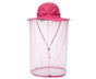 Outdoor Women Men Anti Bug Bee Mosquito Hat Head Net Sun Protection Bucket Cap-Rose Red V1263-JX-208