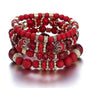 Ethnic Style Multi-layered Bracelet Crystal Beaded Ladies Hand Jewelry Red V1263-JX-2081