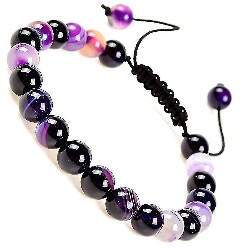 Fong Fong Massive Beads Natural Healing Power Gemstone Crystal Beads Unisex Adjustable Macrame Bracelets 8mm V1263-JX-2083
