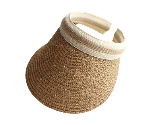 Sun Visor Hat Wide Brim Straw Cap, Khaki V1263-JX-209