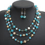 Multi Layer Crystal And Glass Beads Necklace And Crystal Earrings Crystal Jewelry Set - Blue V1263-JX-2091