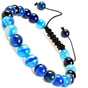Natural Healing Power Gemstone Crystal Beads Unisex Adjustable Macrame Bracelets 8mm V1263-JX-2094