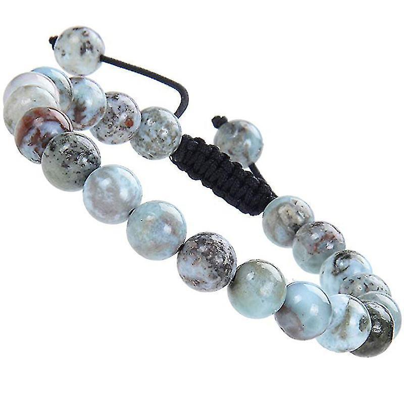 Natural Healing Power Gemstone Crystal Beads Unisex Adjustable Macrame Bracelets 8mm V1263-JX-2095