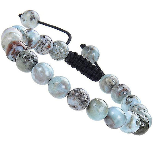 Natural Healing Power Gemstone Crystal Beads Unisex Adjustable Macrame Bracelets 8mm V1263-JX-2095