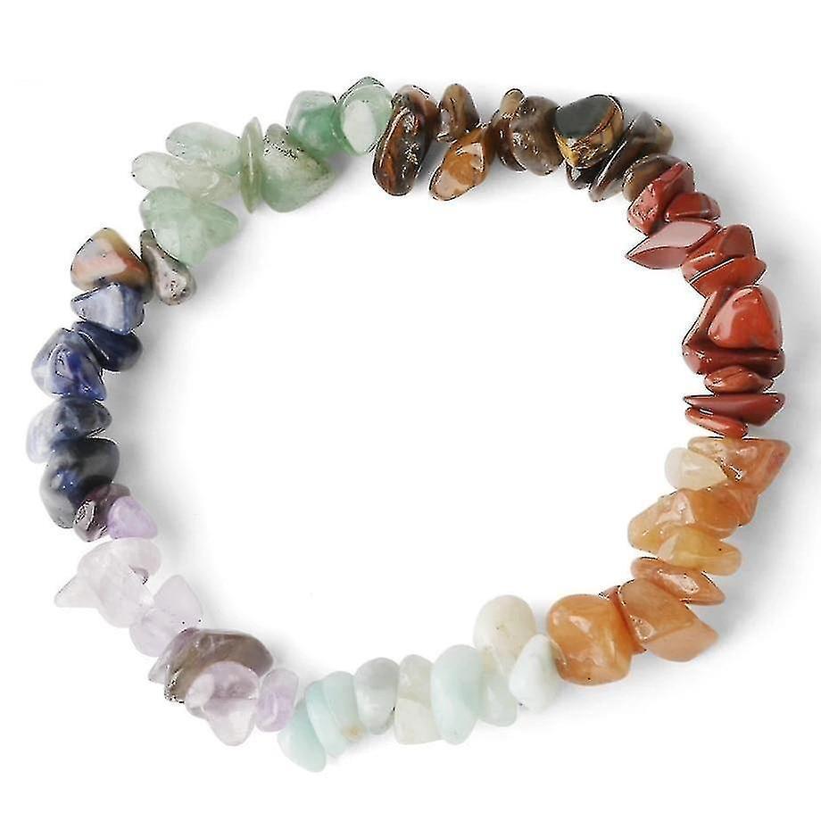 Natural Stone 7-chakra Chip Beads Healing Crystal Bracelet V1263-JX-2099