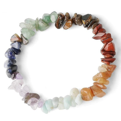 Natural Stone 7-chakra Chip Beads Healing Crystal Bracelet V1263-JX-2099