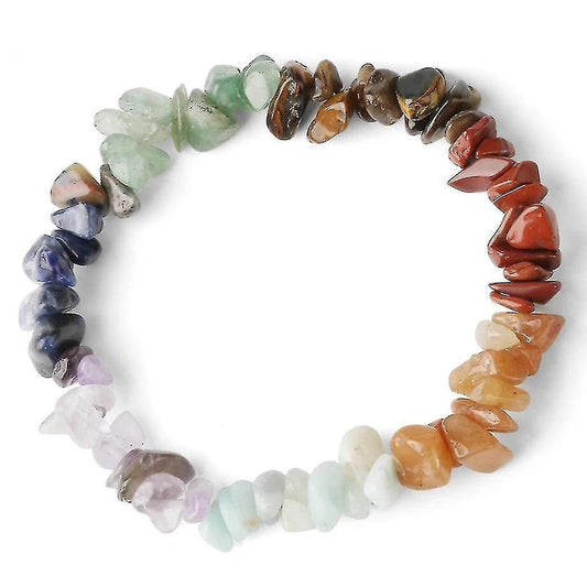 Natural Stone 7-chakra Chip Beads Healing Crystal Bracelet V1263-JX-2099