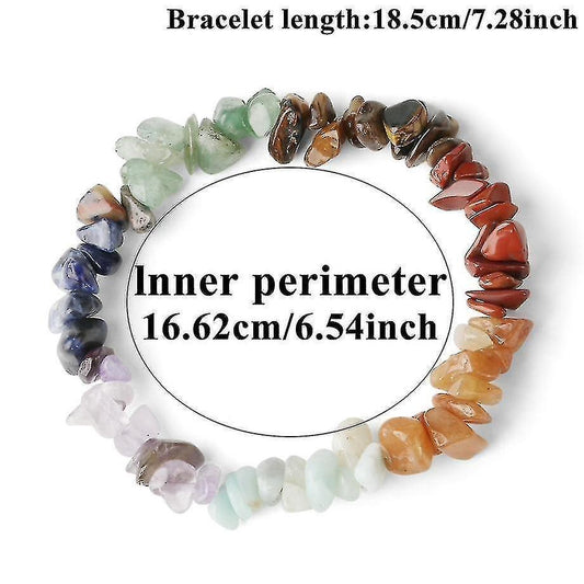 Natural Stone 7-chakra Chip Beads Healing Crystal Bracelet V1263-JX-2099