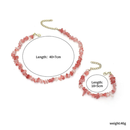 Pink Crystal Beaded Natural Stone Bracelet V1263-JX-2101