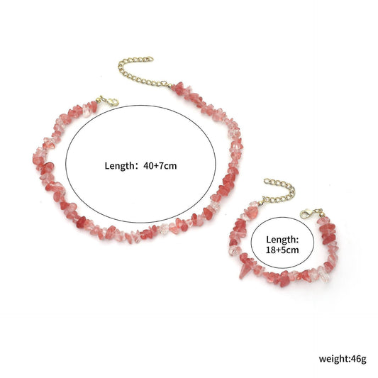 Pink Crystal Beaded Natural Stone Bracelet V1263-JX-2101